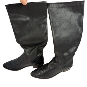 Glacee Vintage Western Minimalist Womens Tall Slouch Boots Black Leather 10B